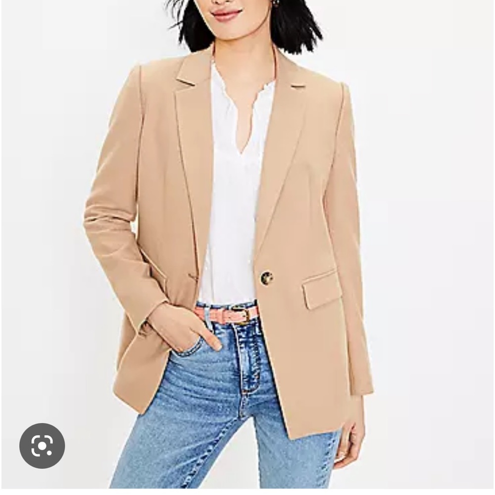 LOFT Beige Single-Button Blazer